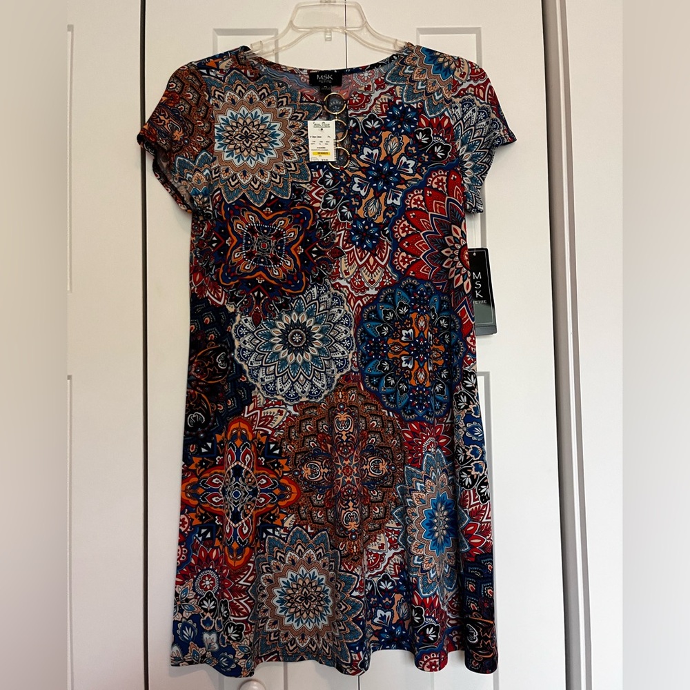 Colorful MSK size petite large Women's dress. New with tags.